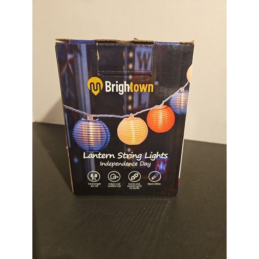 Lantern String Lights Outdoor, 4th of July 8.5 Ft Red White Blue